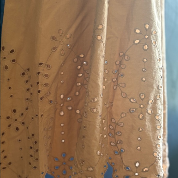 Sweet Magnolia Tan Long Sleeve Cotton Shirt Dress Cutout On Bottom Size L - Picture 2 of 14